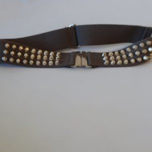 Womens Cara New York Brown Gold-Toned Studded Adjustable Belt OS *
